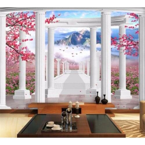 Beibehang Fantasy 3d stereoscopic European landscape Roman column TV background wall home decoration painting papel de parede