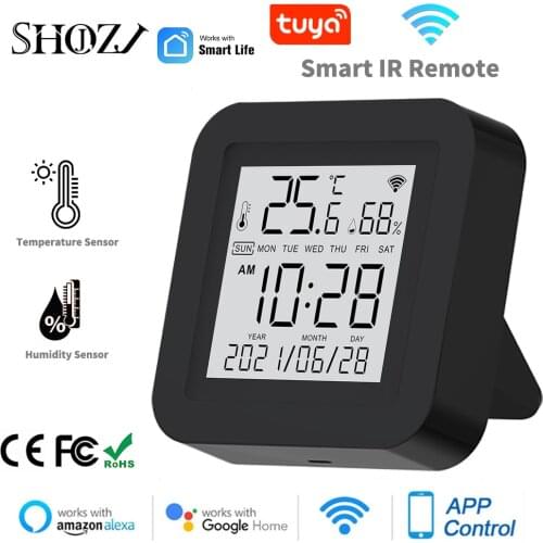 Temperature & Humidity Sensor for Smart Home TUYA APP Smart IR Remote Control With Display Support Alexa Google Assistant