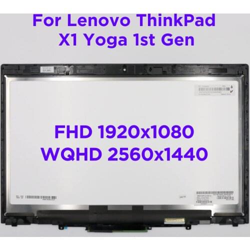 LCD Touch Screen Digitizer Assembly For Lenovo ThinkPad X1 Yoga 1st Gen 2016 20FQ 20FR 14.0 Laptop Display Replacement 00UR192