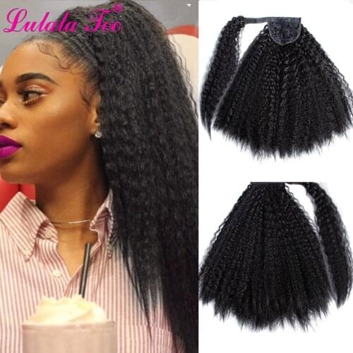 Long Afro Kinky Curly Ponytail Wig 18inch Synthetic Corn Natural Hair Piece For Women Black Clip in Hair Extensions