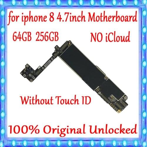 For iPhone 8 4.7inch Motherboard Unlock Mainboard Without Touch ID 100% Original For iPhone 8 Logic Board 64GB / 256GB Plate