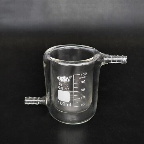 Double-deck beaker with tick mark,Capacity 100ml,Double-layer cold trap,Photocatalytic reaction bottle