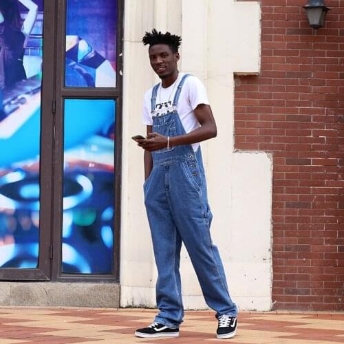Hot Mens jeans Spring and Autumn New Blue retro High-waist Conjoined Denim overalls Mens Large size Overalls trousers