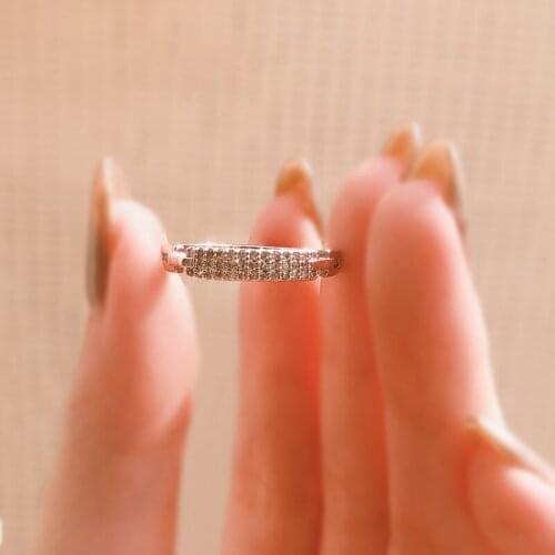 European And American Personality Zircon Three-row Diamond Ring Elegant Temperament Ladies Luxury Ring Fashion Exquisite Gift