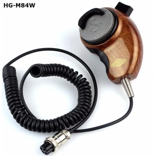 HG-M84W 4Pin Ham Mic Wood Grain Noise Canceling Shoulder Microphone Speakers for Cobra Uniden CB Ham Radio
