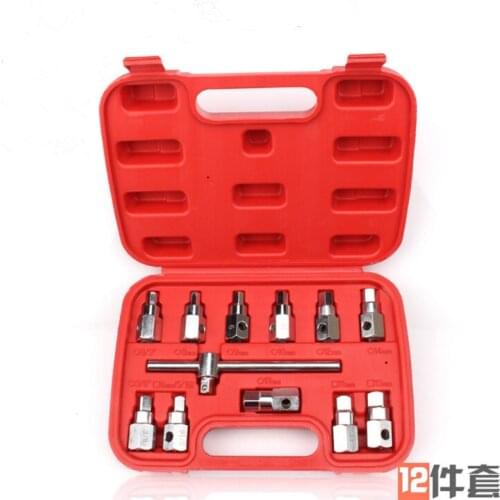 12 pieces of automobile oil sump screw wrench sleeve four corner hex oil drain screw tool remove oil bottom screw removal