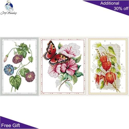 Joy Sunday Butterfly Love Flower Morning Glory Cherry Blossom H859 H860 H862 Counted and Stamped Flowers Cross Stitch kits