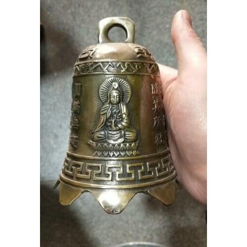 China Brass Old Embossment Buddhism Temple Bell