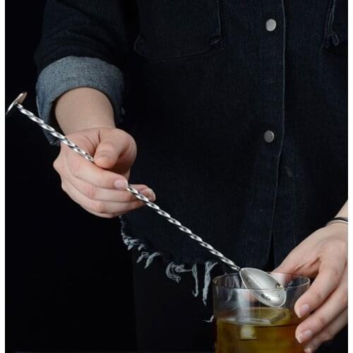 Cocktail Spoon Cocktail Bar Durable Double Head Kitchenware Spiral Shape Stainless Steel Stirring Rod Bar Appliances