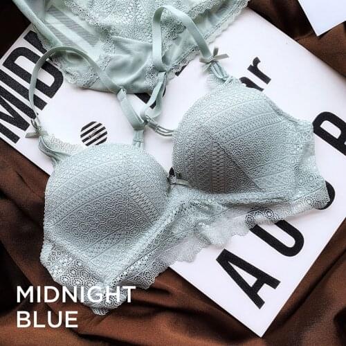 Sexy Intimates Beauty Back Bow Ladies Dress Bra Set For Women Solid Lace Bralette Hollow Out Push Up Bra And Underwear Panty Set