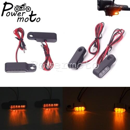 Motorcycle Handlebar Mount Mini LED Turn Signal Light Clutch Lever Indicator Blinker Flasher For Harley Sportster Chopper Bobber
