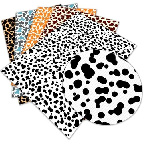 Cow Spots Theme Cross Faux Leather Sheets Printed Synthetic Leather Fabric 22X30 cm for Bows DIY Handmade Materials Crafts