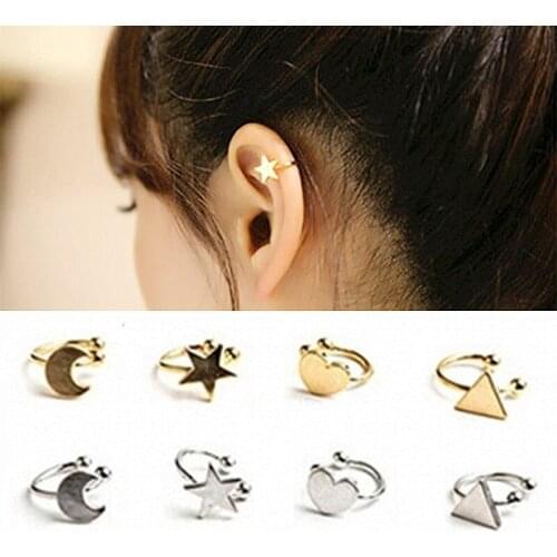 Fashion Style Heart Triangle Moon Star Ear Cuff Clip On Earrings For Women Girls Wedding Jewelry Invisible Without Pierced Ears