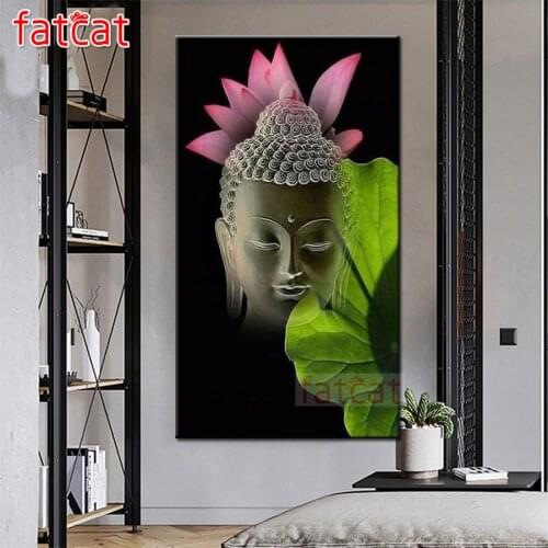 FATCAT Buddha zen flower Large Diy Diamond Painting Full square round drill 5d Diamond Embroidery Kits wall Decoration AE3060