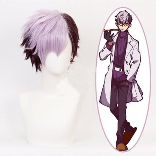 Toilet-bound Hanako-kun Tsuchigomori Hair Purple Mixed Short Wig Comiket Show Headwear Cosplay Hair Halloween Adult Synthetic