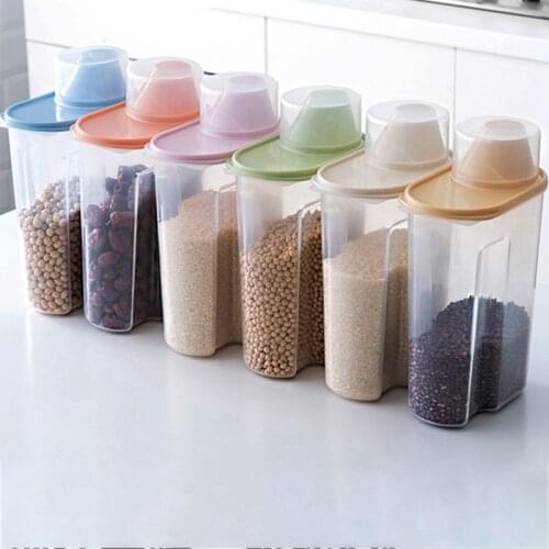 Plastic Cereal Dispenser Storage Box Food Grain Rice Container Food Sealed Jar Cans for Accessories