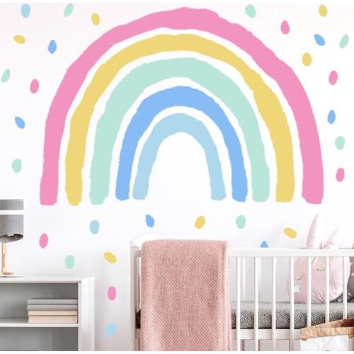 Rainbow Round Dot Wall Stickers Boy Girl Room Decor Aesthetic Kids Bedroom DIY Creative Poster Stickers Nursery Wall Decoration