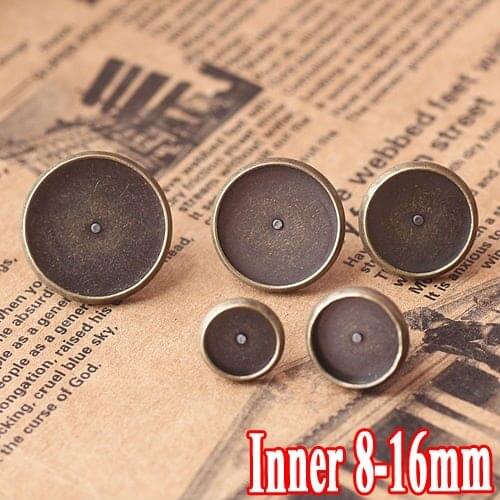 50pcs Free Nickel ANTIQUE BRONZE , Fashion Design Stud Earring with inner 8-16mm Round Blank base Tray , DIY earring findings