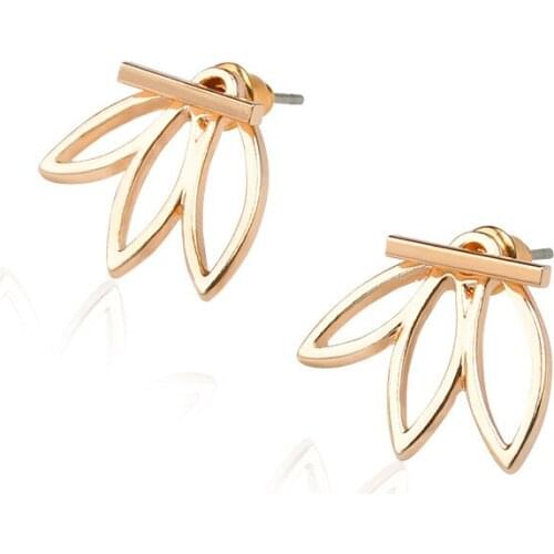 2020 New Sample 4 Colors Lotus Leaf Bar Stud Earrings for Women