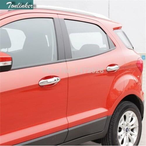 Tonlinker 8 PCS DIY Car Styling ABS Chrome Car Door Handle Light Box Case stickers for Ford 2013 Ecosport Fiesta 2013 2014