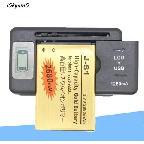 ISkyamS 1x 2680mAh JS1 JS-1 Gold Replacement Battery +Universal Charger For Blackberry Curve 9310 9315 9320 9220 9720 9230