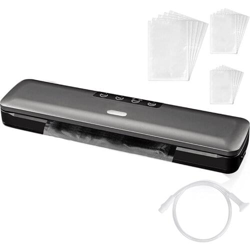 Vacuum Sealer with 15 Free Vacuum Bags and Vacuum Hose, Vacuum Sealer for Dry and Wet Food, Meat, 60 KPa,US Plug