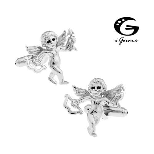IGame Angel Cuff Links Silver Color Quality Brass Material Cupid Design Free Shipping
