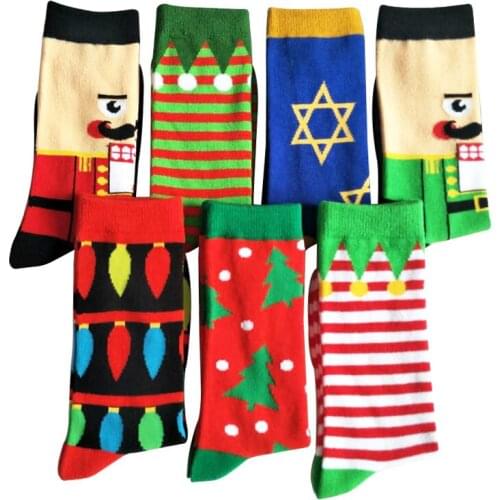 1 Pair Winter High Quality Christmas Style Weed Socks Men Combed Cotton Hip Hop Socks Meias Men Funny Art Dress Socks Calcetines