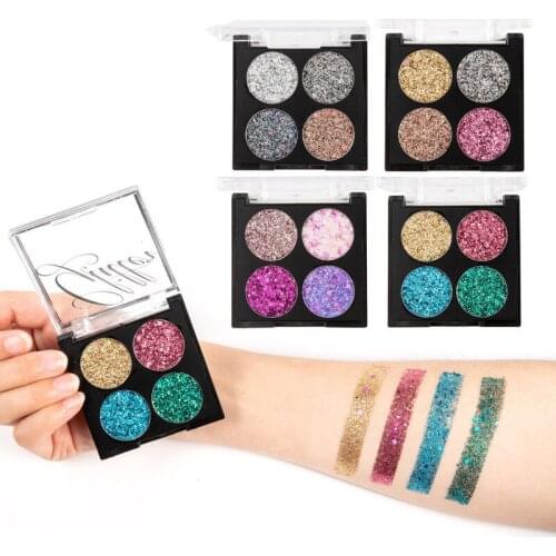 1PC 4 Colors Glitter Eyeshadow Palette Waterproof Makeup Beauty Korea Cosmetic Set Glitter Palette