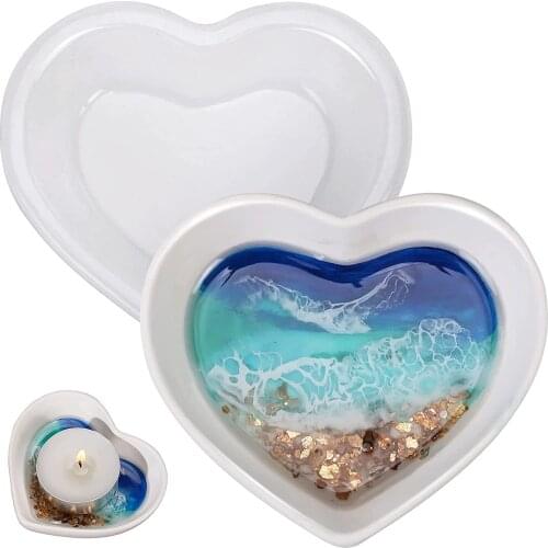 1Pcs Heart Shape Jewelry Epoxy Casting Molds Round Dish UV Epoxy Resin Molds Tools For Diy Jewelry Making Findings Accessories