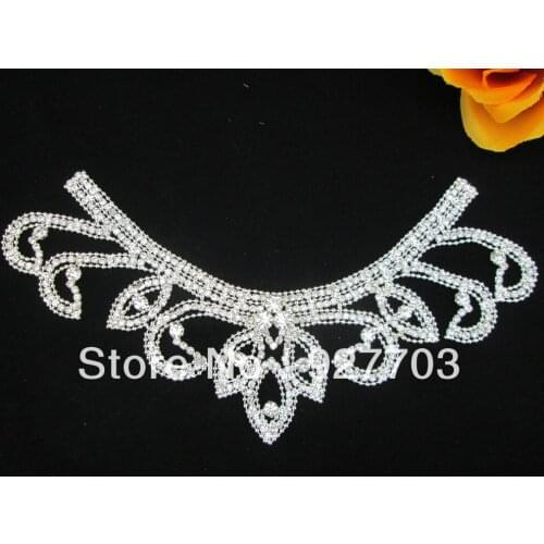 1pcs Beautiful Clear Crystal Rhinestone Silver Applique Motif Bridal Costume Craft