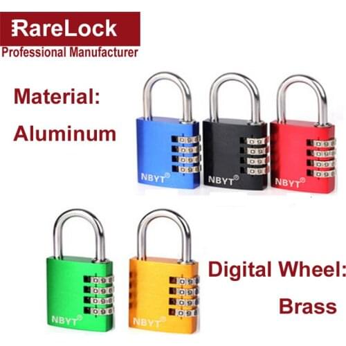 4 Color Aluminum Combination Padlock for Door Cabinet Box Luggage Fitness Center Locker Digital Password Lock Rarelock A