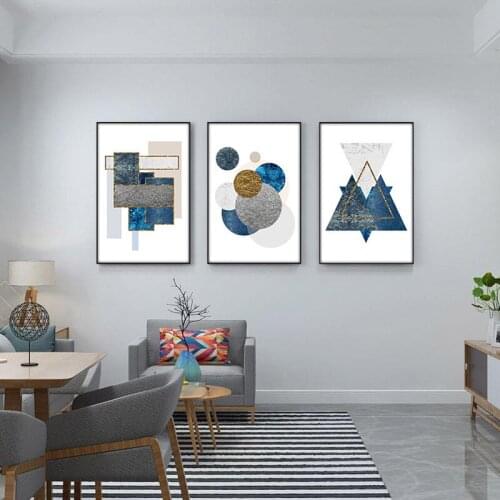 Abstract Geometry Marble Canvas Painting Circle Hexagon Poster And Print Nordic Style Wall Art For Living Room Home Picture Deco