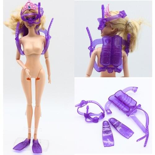 3pcs Doll Diving equipment Accessories oxygen tank Swimming Glasses Feets For 1/6 Barbies Doll Girl Best Gift es025