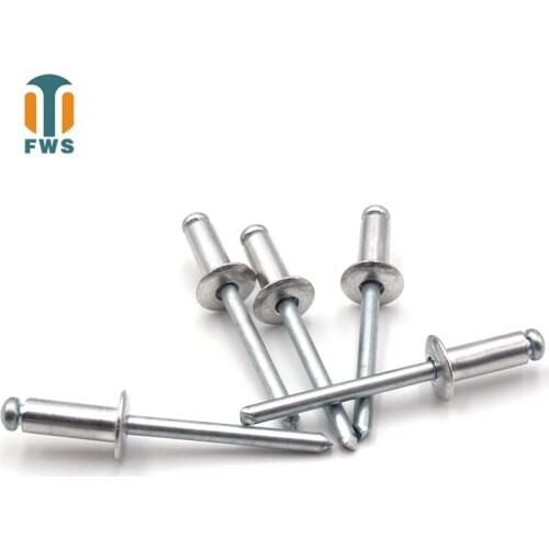 50 PCS M5 8-15mm DIN EN ISO 15979 GB /T 12618.2 Aluminum Open End Blind Rivets With Protruding Head For Furniture Airplane