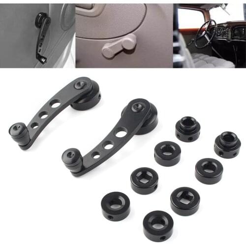 Black CNC Aluminum Universal Auto Window Handle Winder Riser Winder Crank Riser 2Pcs