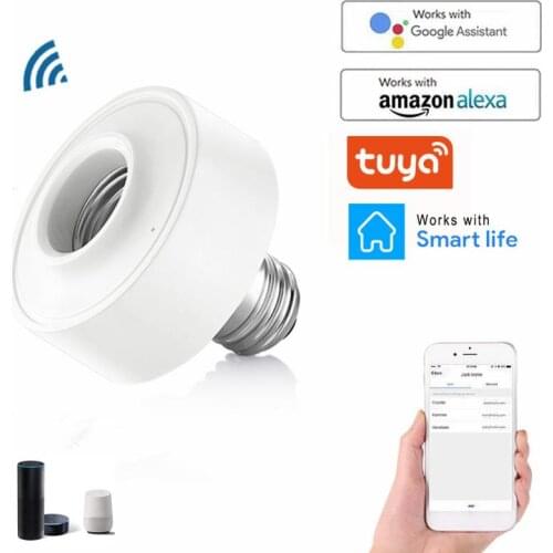 Tuya Smart Life WiFi Light Socket Lamp Holder For E26 E27 Led Bulb Google Home Amazon Echo Alexa Voice Control App Timer Light