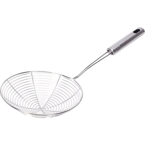 Home Wall Grip Stainless Steel Spiral Net Strainer Ladle 17.5Cm
