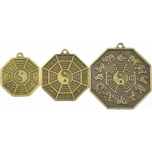 1PC Feng Shui Chinese Ancient Tai Ji Coin Alloy Eight Diagrams Lucky Coin Fortune Antique Wealth Money Collection Gift