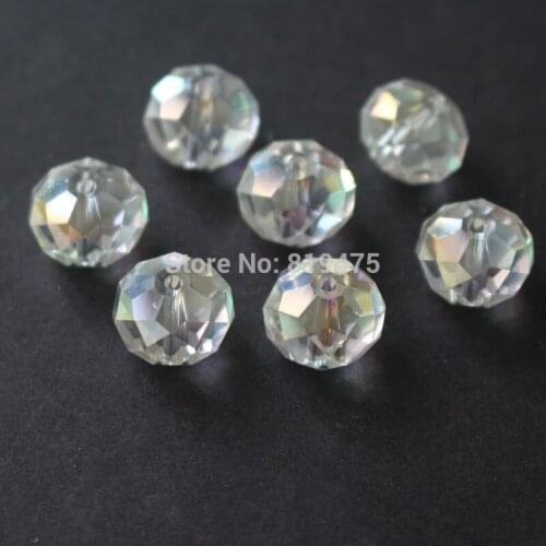 10Pcs/Lot 14mm*11mm , 12mm*9mm Rondelle Faceted Glass Crystal Spacer Beads For Jewelry Making Clear AB Color