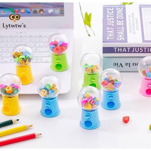 1 Set Cute Kawaii Creative Gashapon Pencil Cartoon Rubber Erasers For Kids Novelty School Office Stationery Supply Gomme Scuola
