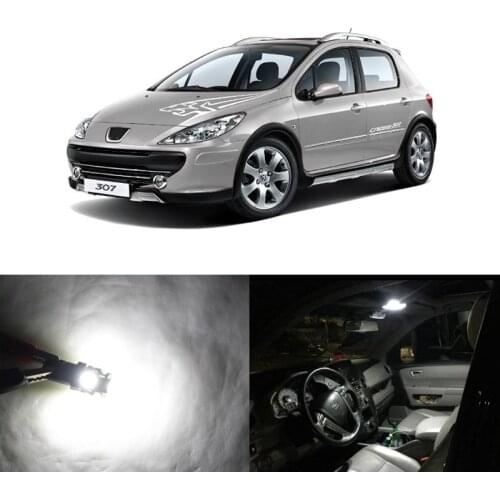 8PCs White CANbus Led Light Auto Interior Package Bulbs Kit For Peugeot 307 2003-2012 Direct Fits Car-Styling