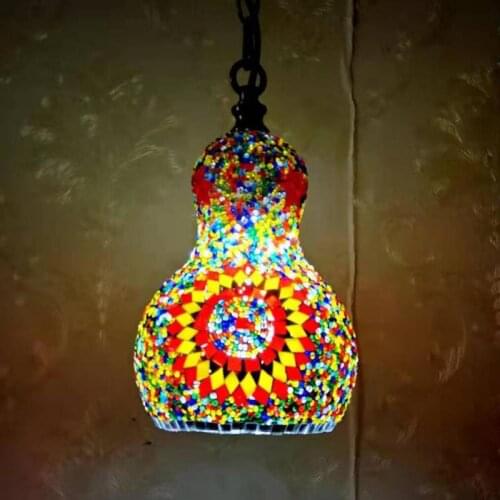 Creative Turkish Mosaic Pendant Lamp Vintage Art Deco Lamparas De Mesa Hanging Lamp Mosaic Glass Romantic Pendant Lights