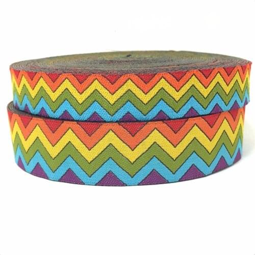 NEW wholesale 5/8" 7/8" 16mm AND 22mm 10yards/sets Polyester Woven Jacquard Ribbon Colorful geometric wave lace/Wave ribbon