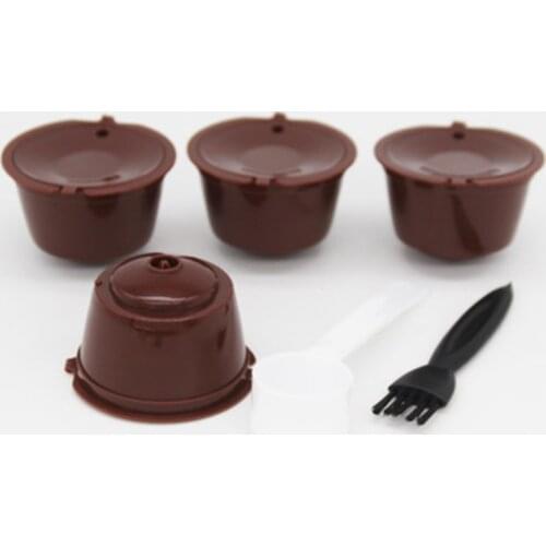 Refillable Caps Spoon 5Pcs/Set Reusable Coffee Capsule Filter Cup for Dolce Gusto Soft Taste Sweet Brush Filter Baskets Pod
