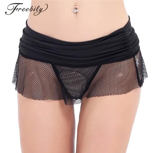 Fashion Womens Sexy Night Club Skirts Ladies Clothing Soft Stretch Miniskirt See-through Mesh Fishnet Low Rise Micro Mini Skirt