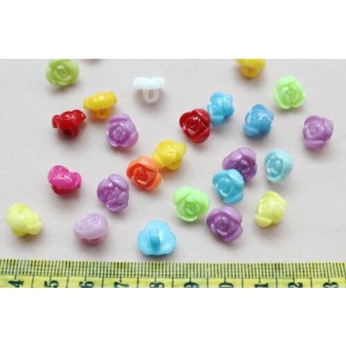 Set of 1000pcs Rainbow Flower rose Colorful Children Plastic Sewing Sew On Buttons Shank Set 12mm