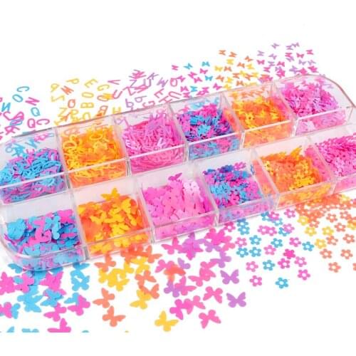Neon Butterfly Sequins For Nail Art Decorations Spring Flowers Nail Design Sparkly Glitter Flakes Slices Manicure Accessories