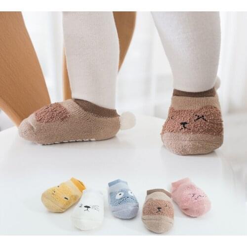 Anti Slip Soft Sole Sock With Soles Newborn Infant Baby Socks Spring summer cotton boys girls Children cute Floor Socks Shoes