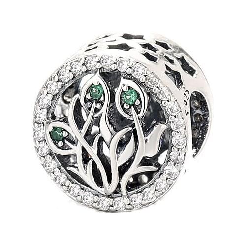 New Original 925 Sterling Silver Beads Tree of Life Family Charm Green Clear CZ Fit Pandora Bracelets Women DIY Jewelry Dropship